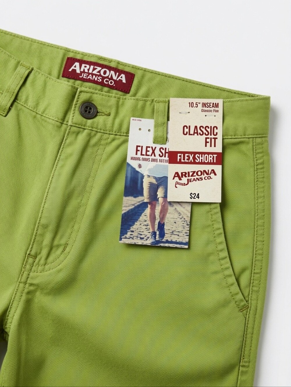 Arizona Jeans Classic Fit Flex Shorts Cotton/Spandex, Cedar Sage Size 26